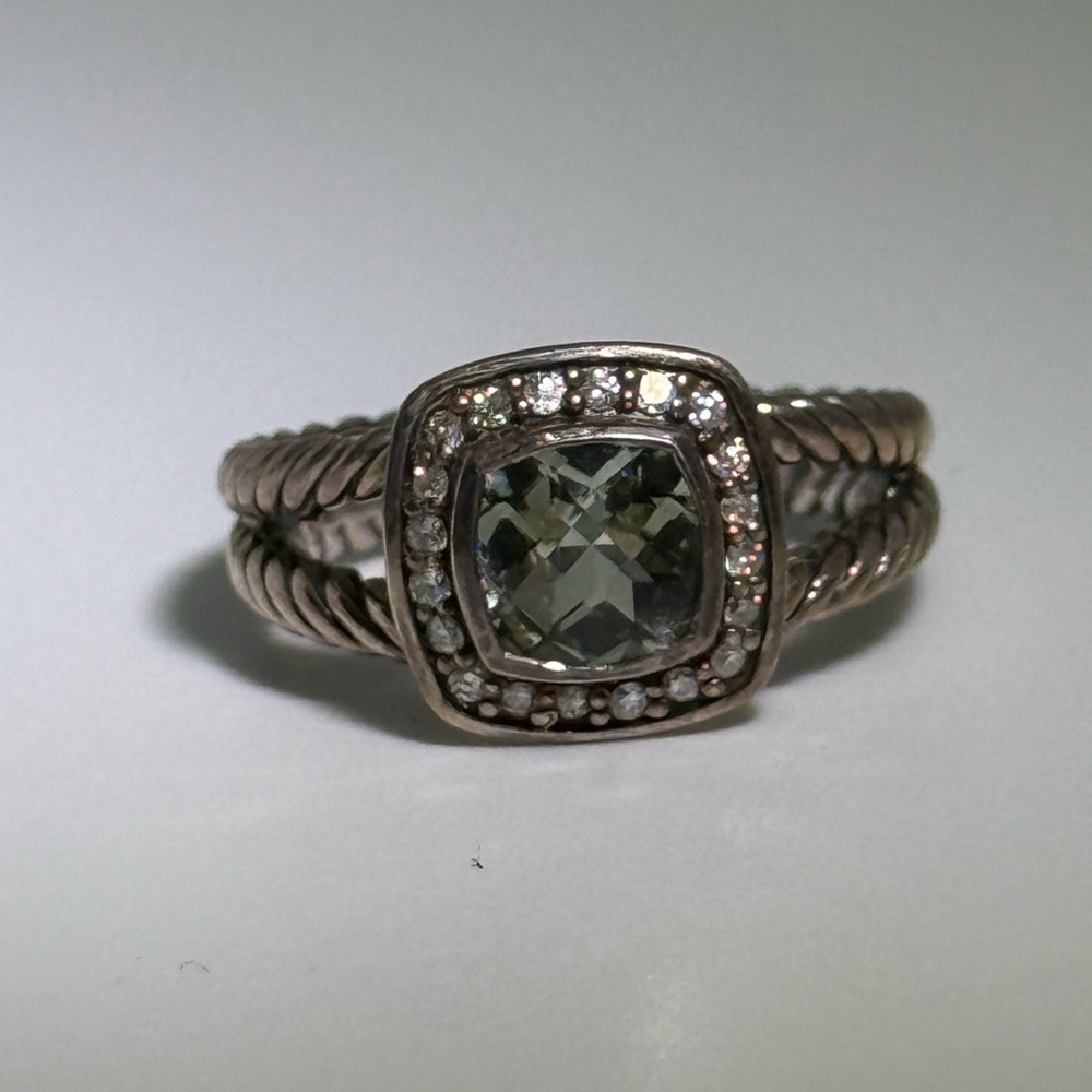David Yurman petite Albion prasiolite ring with white diamonds - Picture 4 of 5